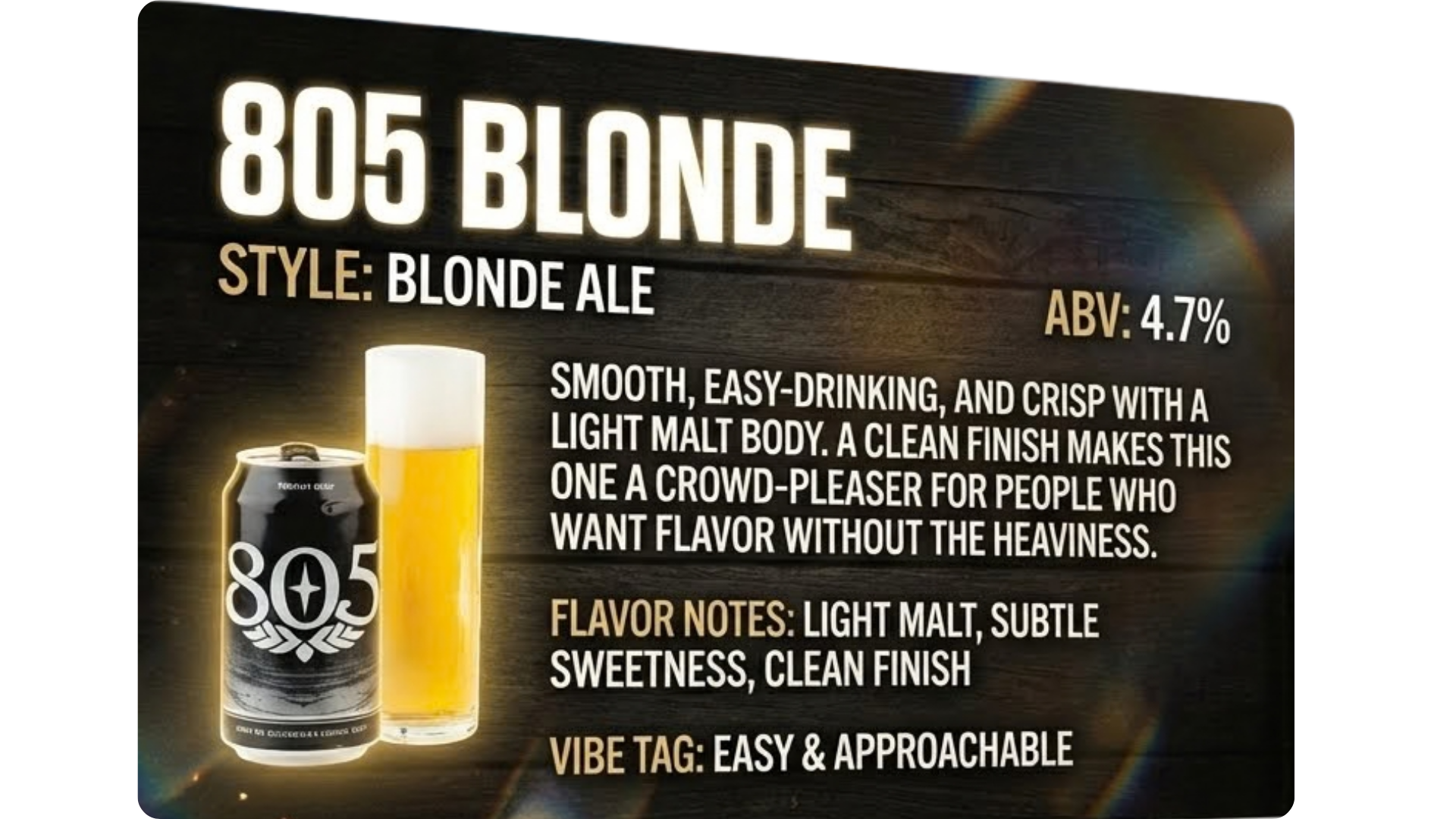 805 Blonde info card